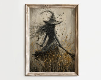 Vintage Witch Poster, Spooky Halloween Wall Art