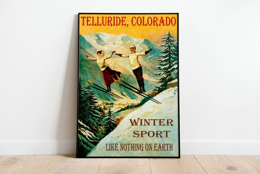 Telluride Colorado Ski Poster, Art Deco Print, Vintage Wall Art - Etsy