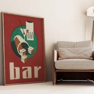 Cocktail Bar Poster, lustiger Barkeeper Druck, alter Buchumschlag, große Wandkunst, Spirituosen und Wein Poster, Alkohol Poster, Bar Wanddekor, Retro