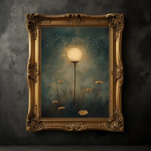 Impresión de luciérnagas de mal humor, póster de luciérnagas vintage, arte de pared botánico de mal humor, decoración rústica del hogar, impresión oscura, academia oscura, estética oscura