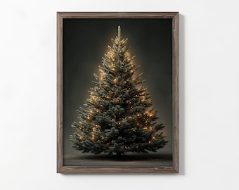 Vintage Christmas Tree Print, Moody Holiday Wall Art (Poster)