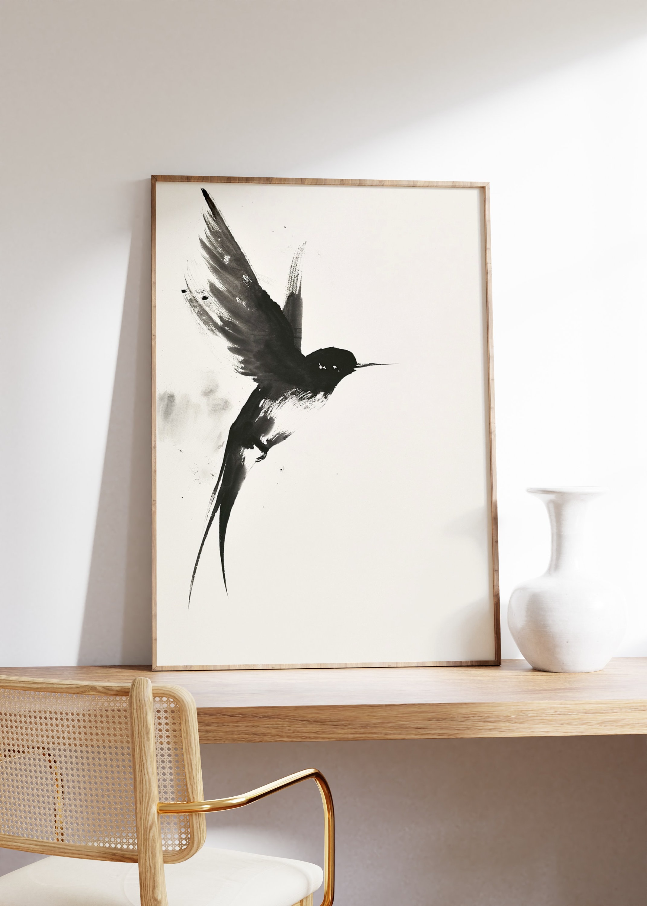 Watercolour Ink Swallow Print, Swallow Poster, Minimalistic