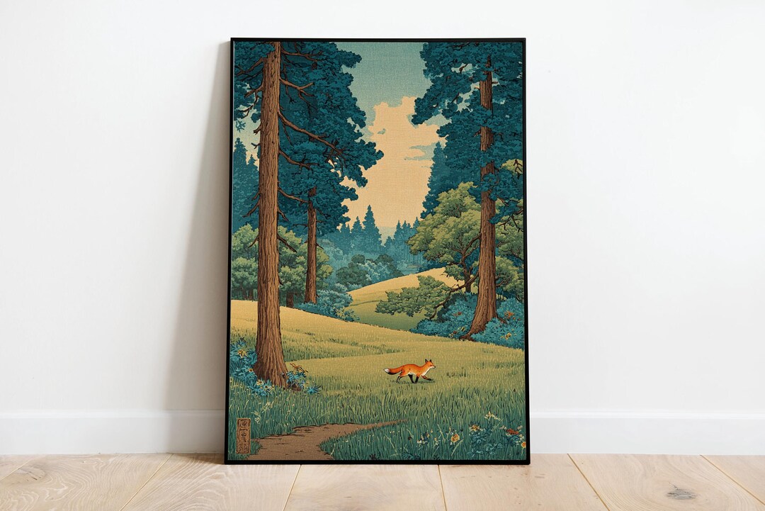 Japanese Red Fox Ukiyo-e Print, Vintage Art Deco Wall Art, Retro Poster ...
