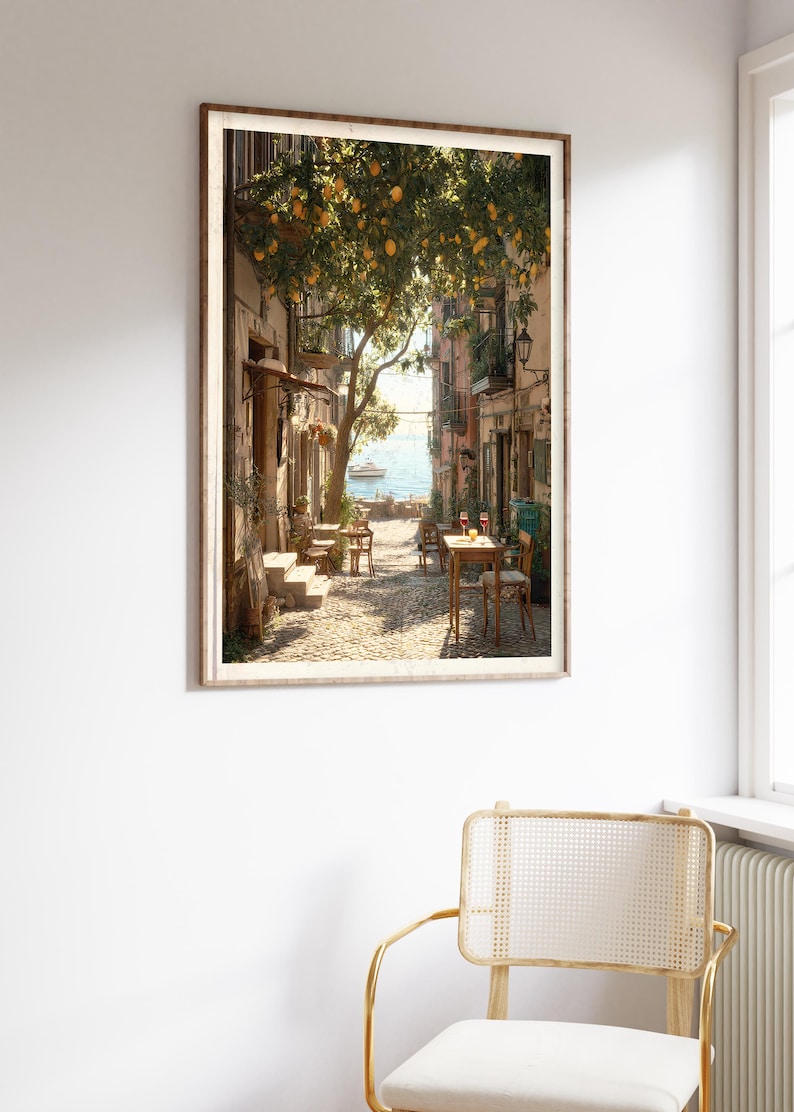 Vintage Italian Lemon Tree Print, Botanical Street Scene Poster image 4