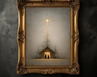 Vintage Star of Bethlehem Poster, Christmas Print, Vintage Christianity Decor, Rustic Farmhouse Decor, Christmas Art, Jesus Print