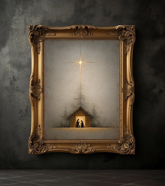 Vintage Star of Bethlehem Poster, Christmas Print, Vintage Christianity Decor, Rustic Farmhouse Decor, Christmas Art, Jesus Print