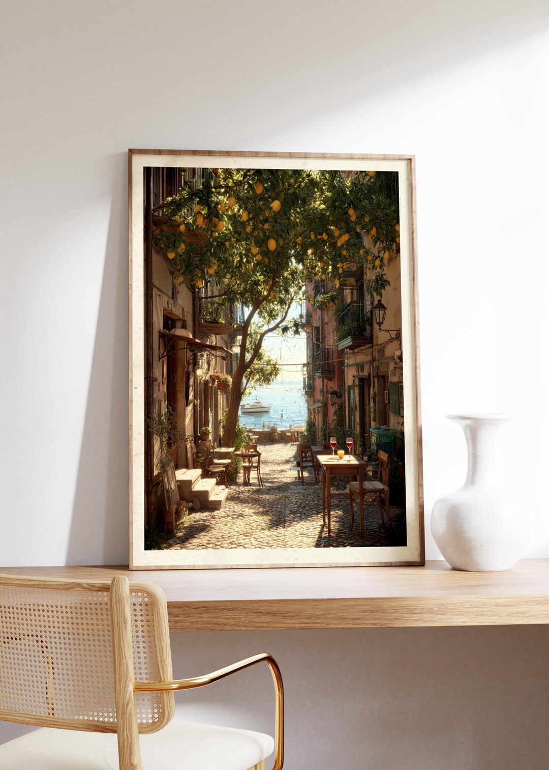 Vintage Italian Street Poster, Lemon Tree Print, Old Botanical Book Wall Art, Lemon Branch
