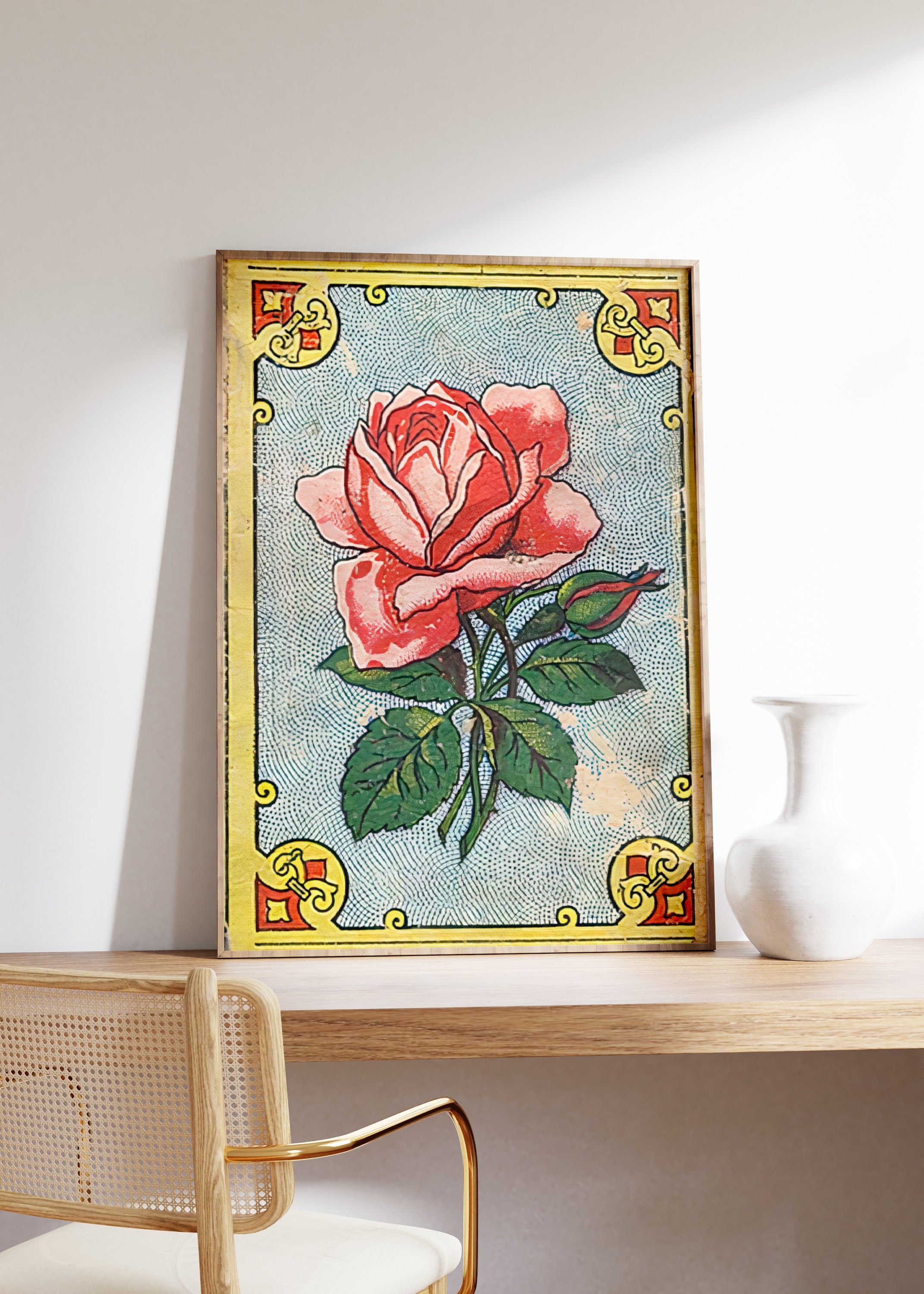 Vintage Rose Art Deco Print, Colorful Floral Wall Decor - Etsy
