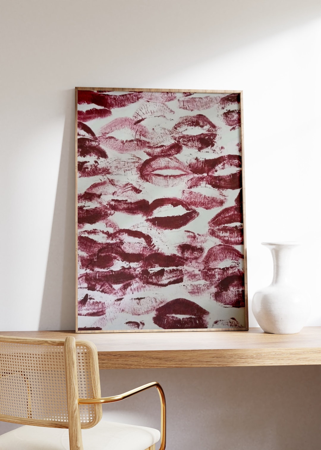 Lipstick Kisses Poster, Kiss Print, Woman Gift, Modern Art, Large Wall