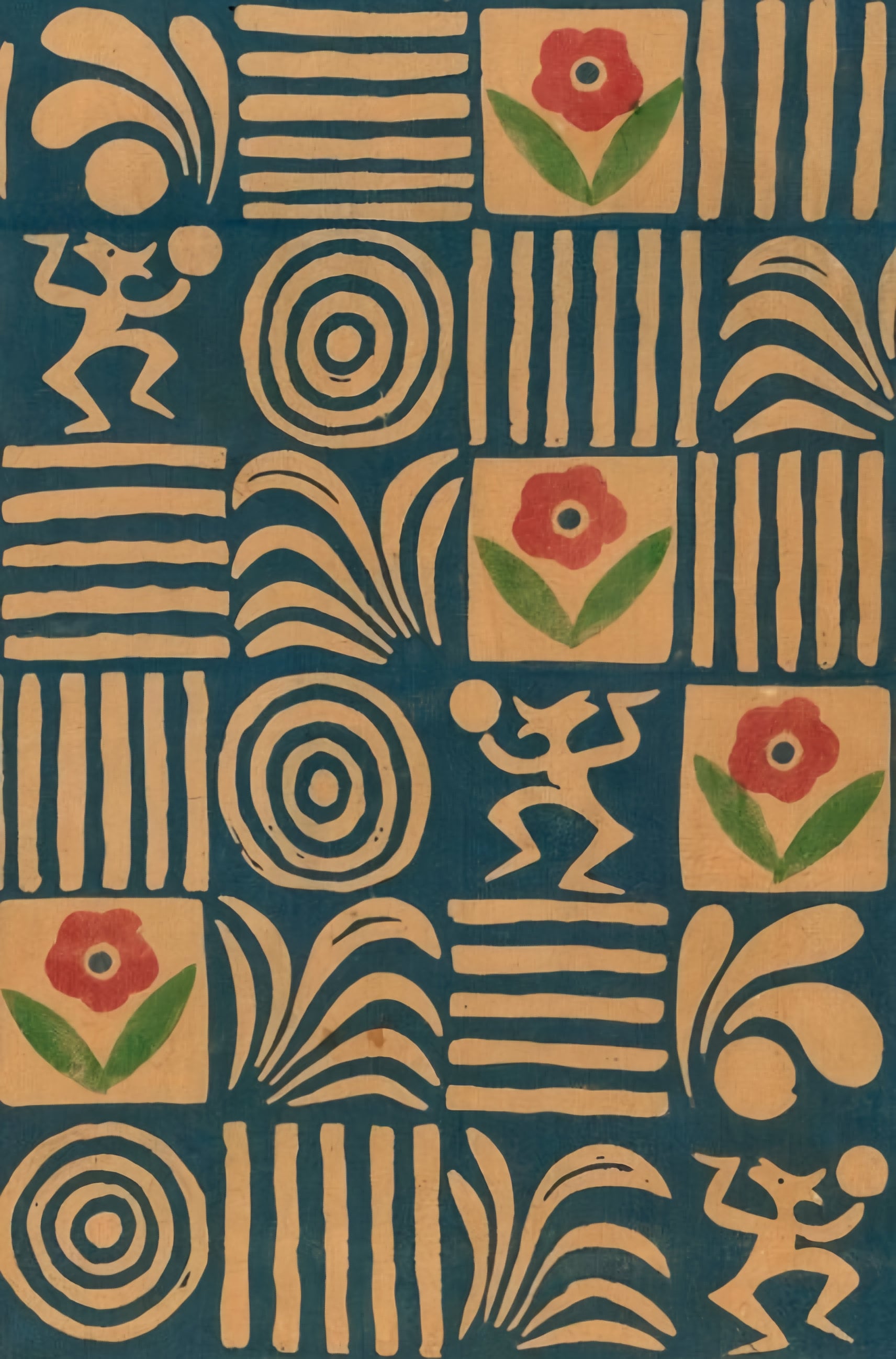 Vintage Textile Pattern Poster, Floral Pattern Print, Abstract Wall Art ...
