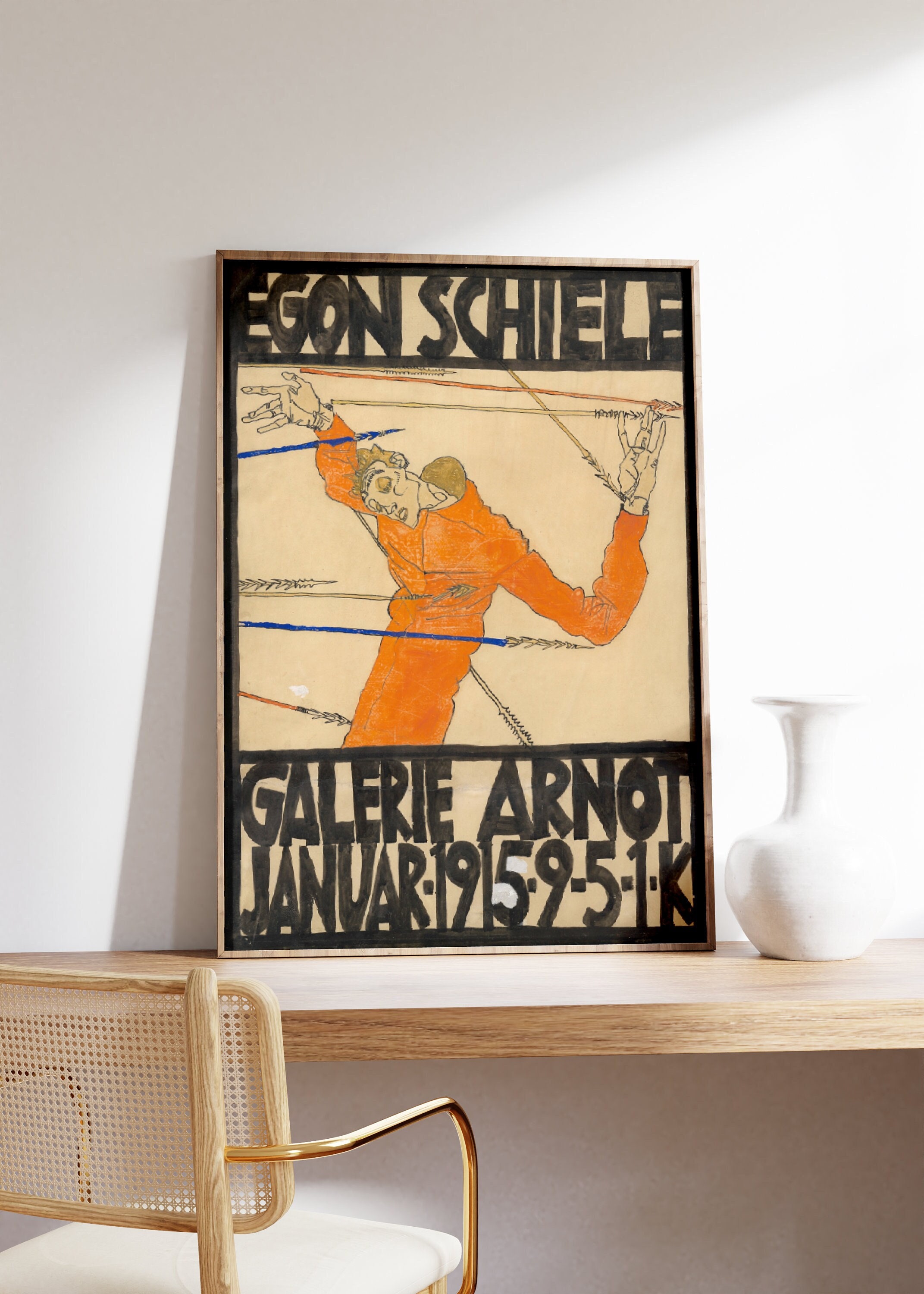 額縁 Egon Schiele vintage poster EGON SCHIELE Original Exhibition Poster 2025 Vienna Austria