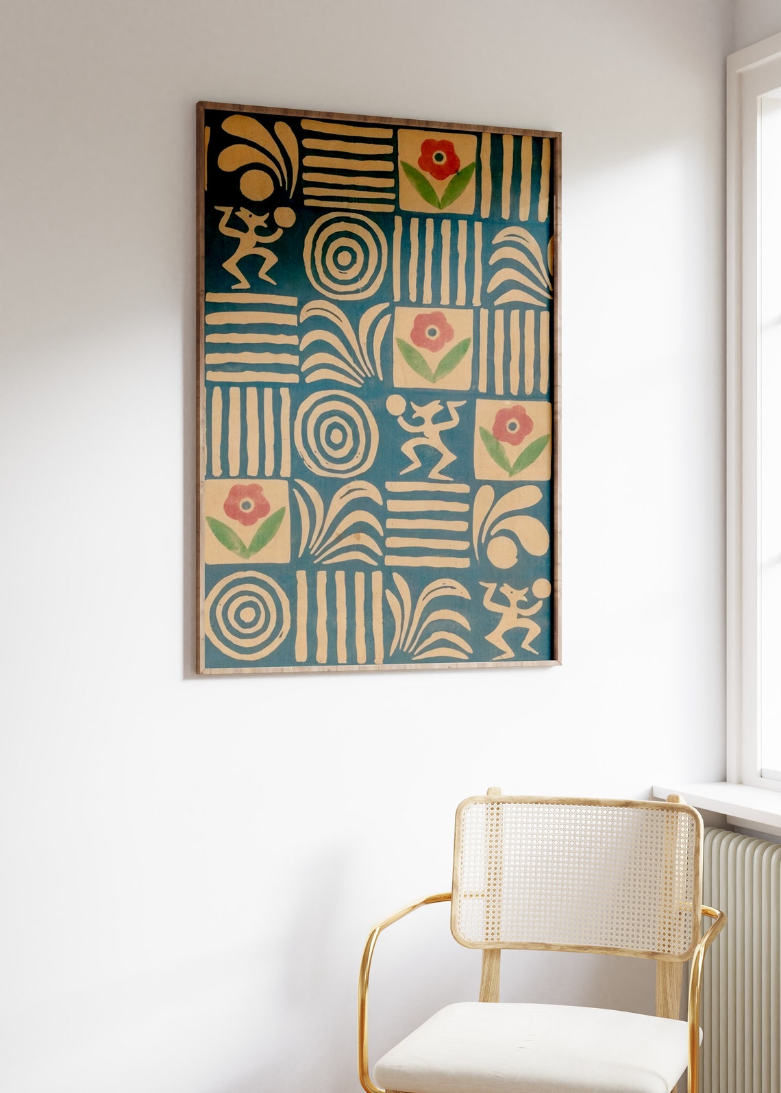 Vintage Textile Pattern Poster, Floral Pattern Print, Abstract Wall Art ...