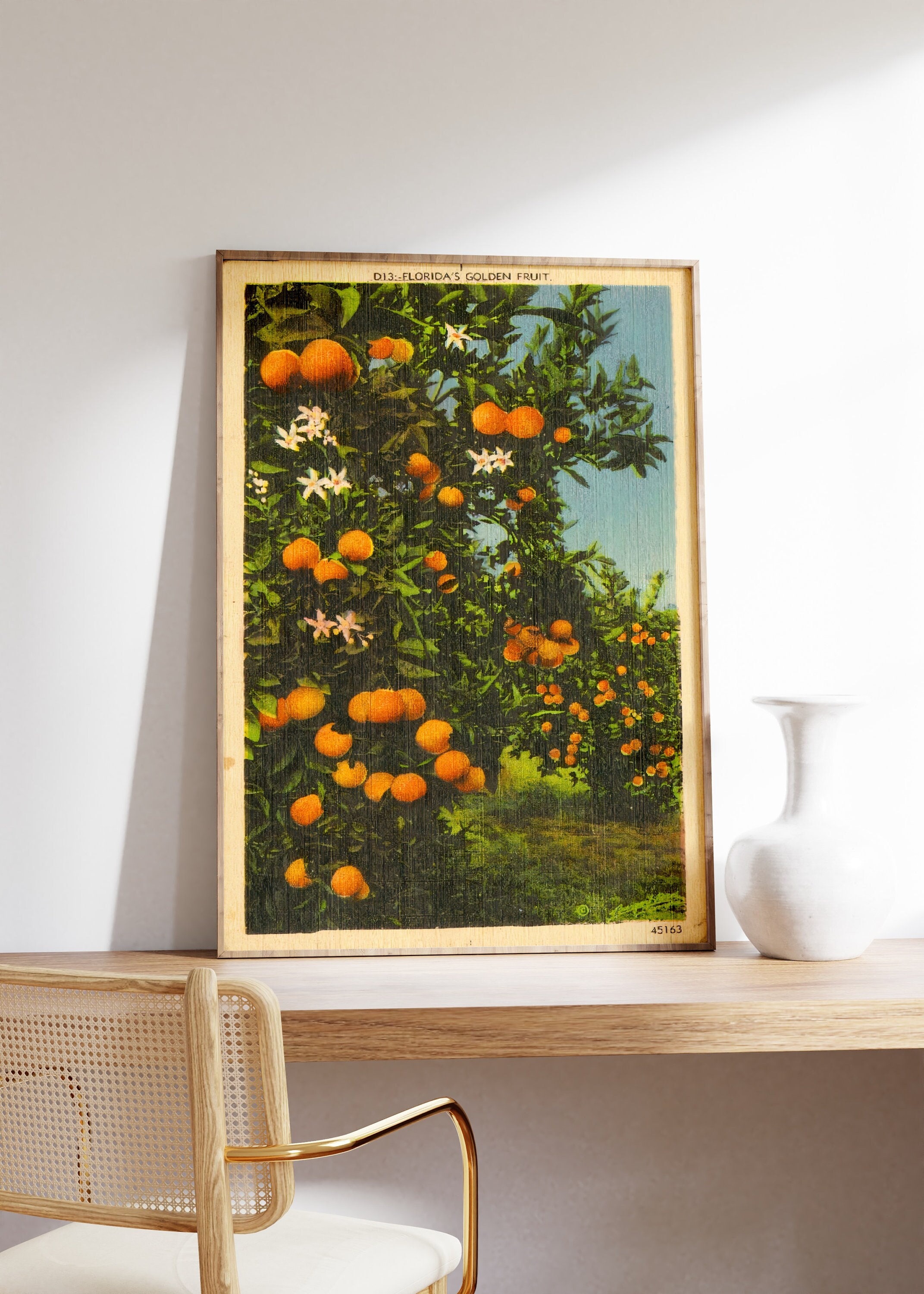 Vintage Florida Orange Grove Poster, Florida's Golden Fruit Print