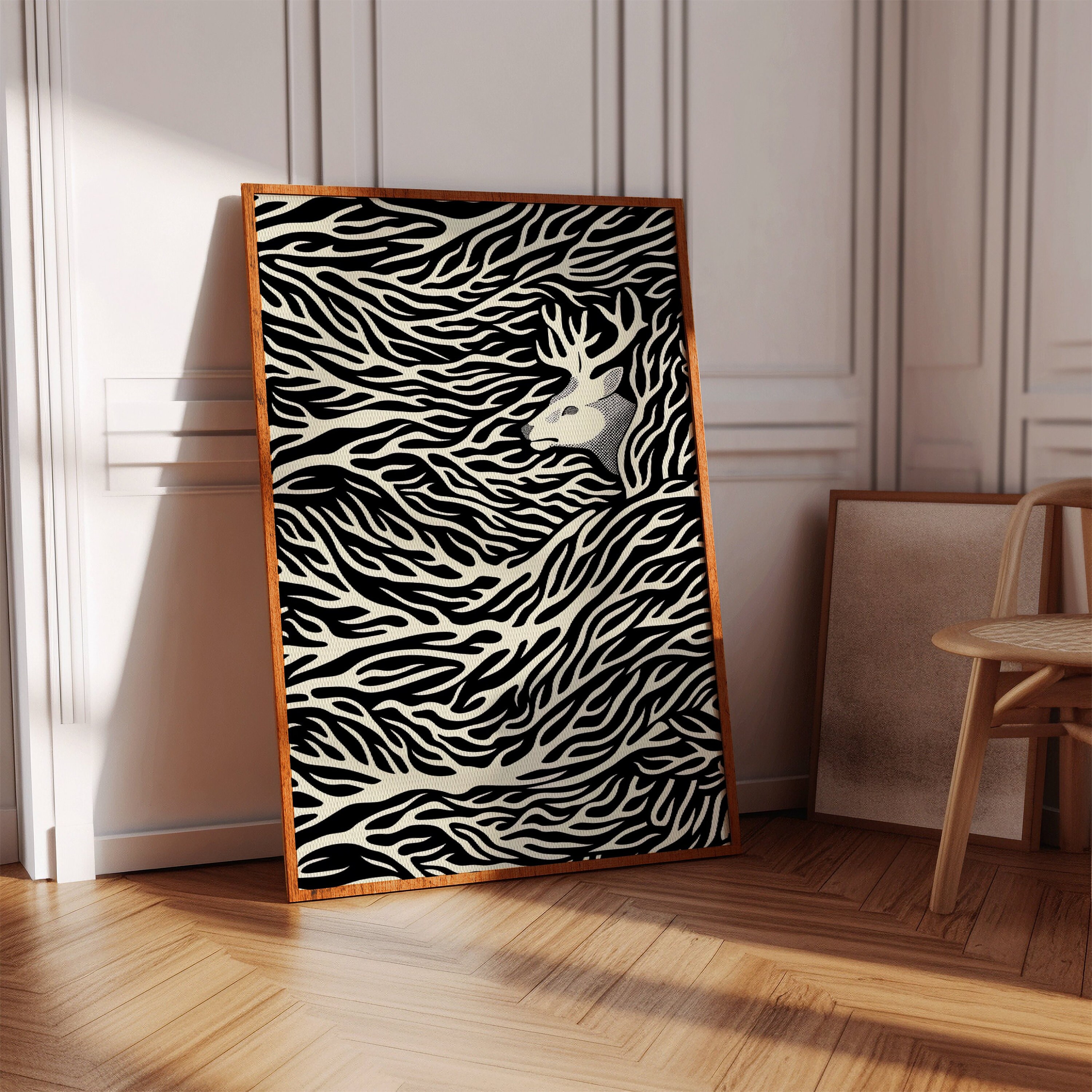 Deer Abstract Pattern Deer Abstract Art Print, Minimalist Geometric Pattern Poster - Etsy