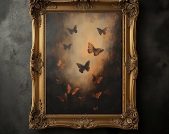 Moody Butterfly Print, Dark Academia Gothic Home Decor