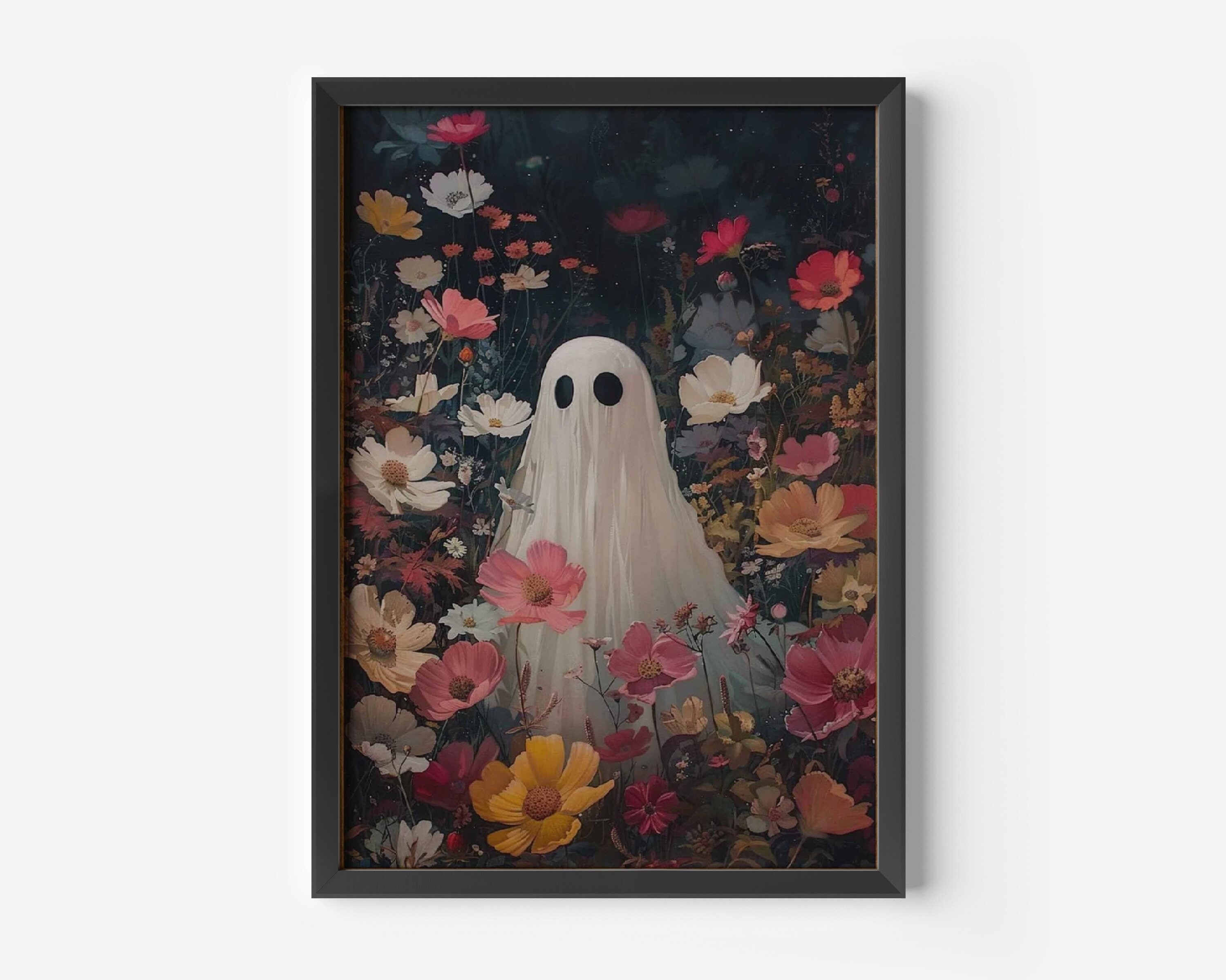 Ghost In A Field Of Wildflowers Box Frame Picture