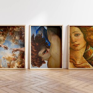 Renaissance Art Print Set, Adam's Hand, Aphrodite, Fallen Angel Poster image 1