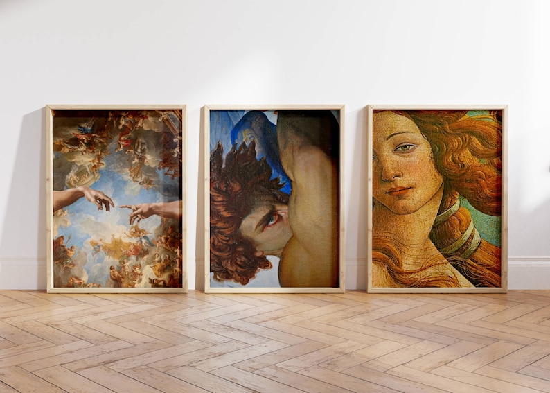 Renaissance Art Print Set, Adam's Hand, Aphrodite, Fallen Angel Poster image 1
