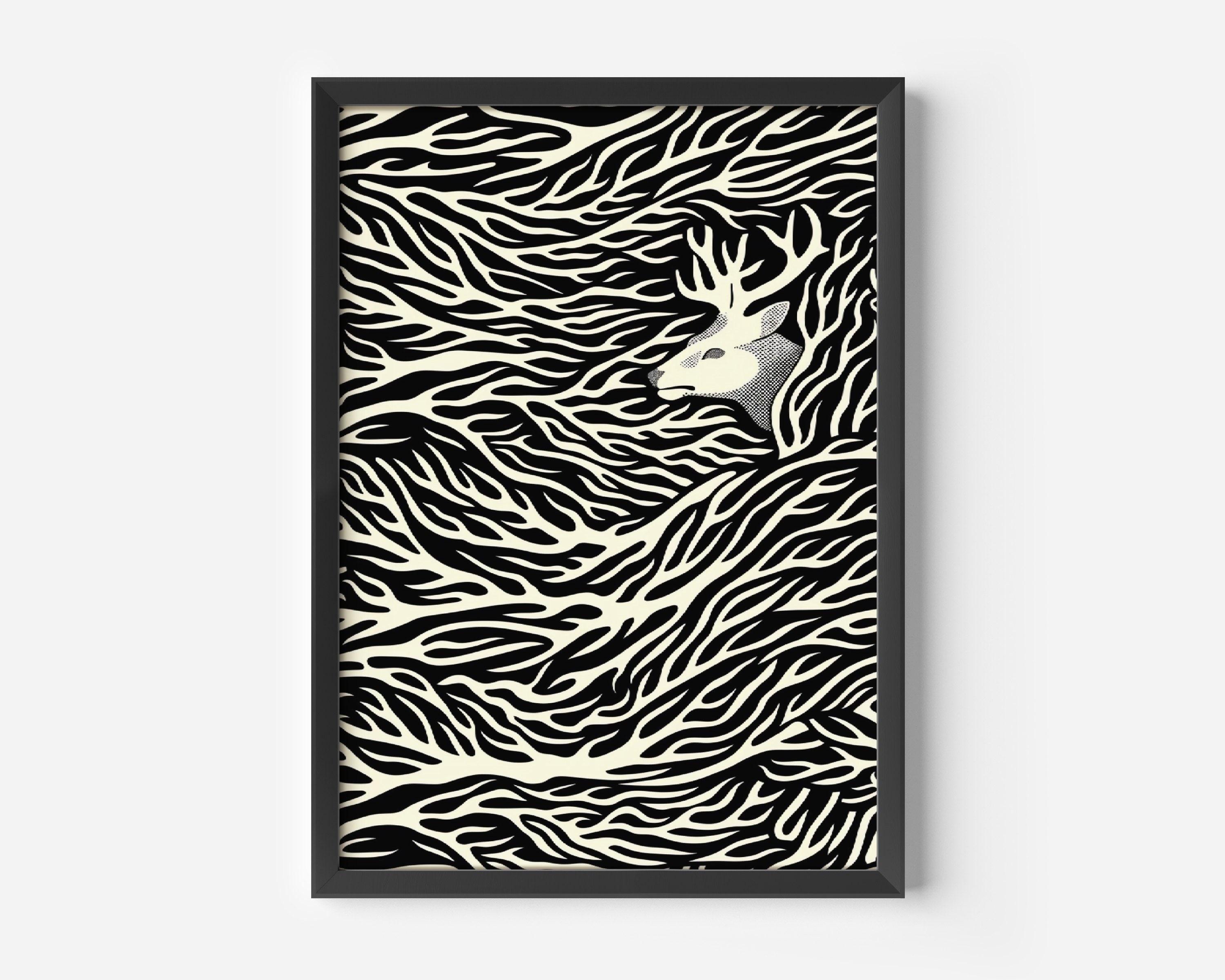Deer Abstract Pattern Deer Abstract Art Print, Minimalist Geometric Pattern Poster - Etsy