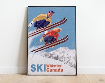 Whistler British Columbia Ski Vintage Poster, Art Deco, Vintage Print, Colorful Wall Art, Large Wall Art Print, Decor, Retro Whistler Poster