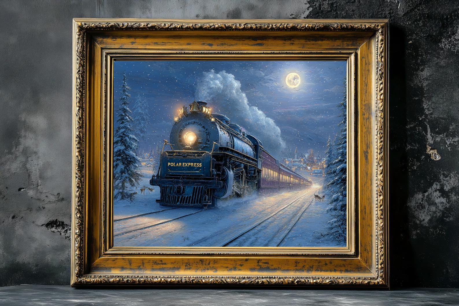 Vintage Polar Express Poster, Old Train Print, Christmas Print, Steam ...