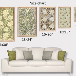 K&ouml;nnte beinhalten: Gr&ouml;&szlig;entabelle f&uuml;r Wandbilder mit floralen Mustern. Die Drucke sind in f&uuml;nf Gr&ouml;&szlig;en erh&auml;ltlich: 8x10 Zoll, 12x18 Zoll, 16x20 Zoll, 18x24 Zoll und 24x36 Zoll.