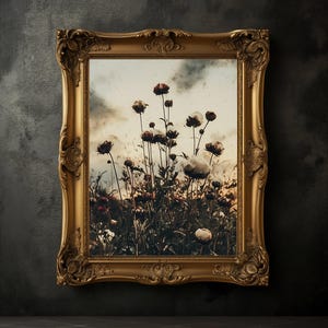 Apocalypse Mood Wildflowers, Estampa Floral Vintage, Arte Botânica de Parede, Decoração Rústica, Estampa Botânica Escura, Academia Escura, Estética Escura