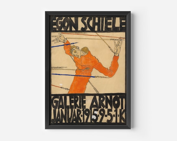 Egon Schiele Exhibition Poster Print, Art Nouveau, Galerie Arnot