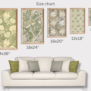 Peut inclure: Tableau des tailles pour des impressions d'art mural &agrave; motifs floraux. Les impressions sont disponibles en cinq tailles&nbsp;: 8x10 pouces, 12x18 pouces, 16x20 pouces, 18x24 pouces et 24x36 pouces.