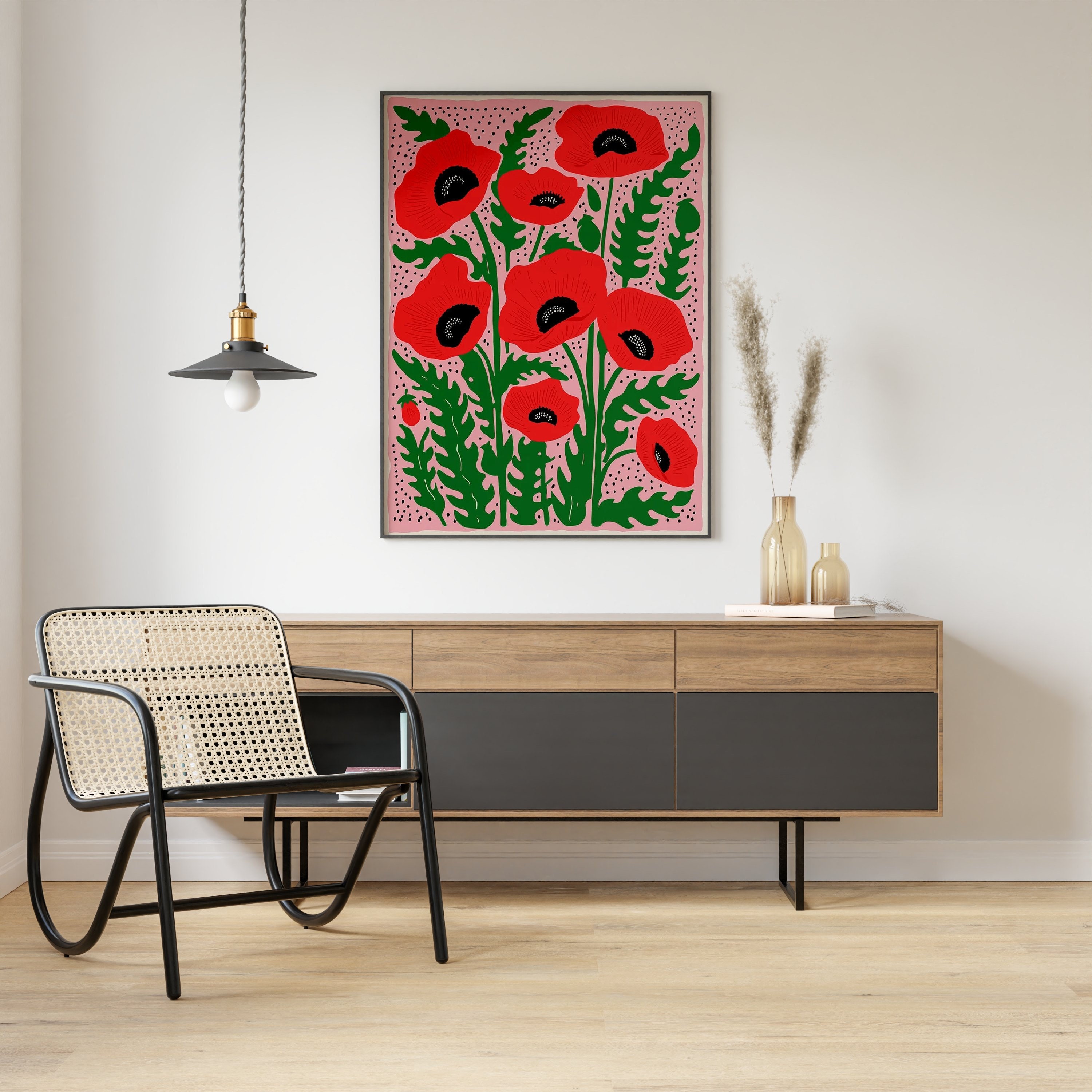 Vintage Red Poppies Print, Colourful Red Poppies Poster, Floral Wall ...