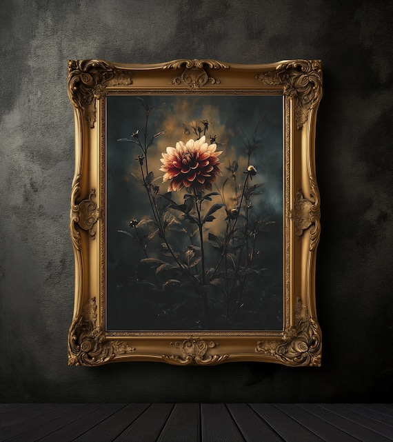 Moody Floral Print, Vintage Botanical Wall Art, Dark Academia Decor