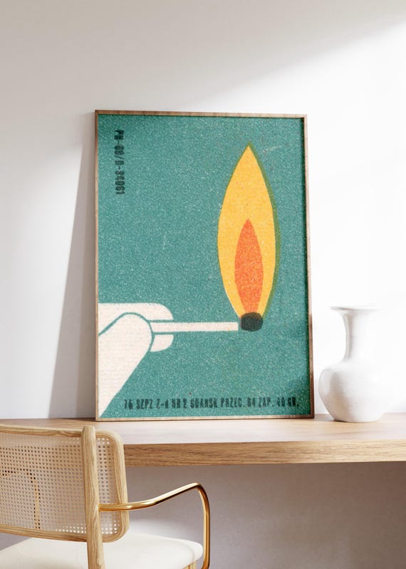 Vintage Matchbox Poster, Retro Advertising Art Print