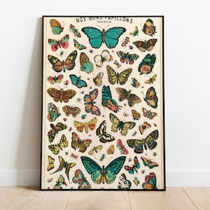 Natural History Butterflies Vintage Poster, Art Deco, Vintage Print, Colorful Wall Art, Large Wall Art Print, Decor, Retro Butterfly Poster