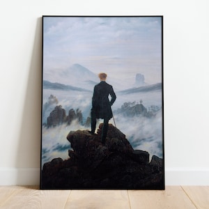 Wanderer über dem Nebelmeer von Caspar David Friedrich, großes Wandbild, 19.Jahrhundert Berühmt, romantisches Wandbild