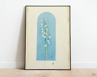 affiche vintage de muguet, impression d'art floral botanique