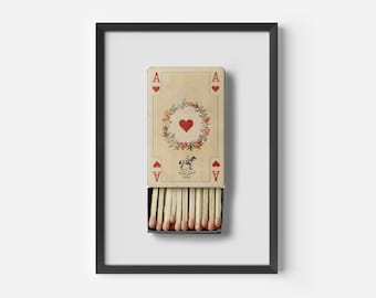 Ace of Hearts Matchbox Poster, Retro Wall Art