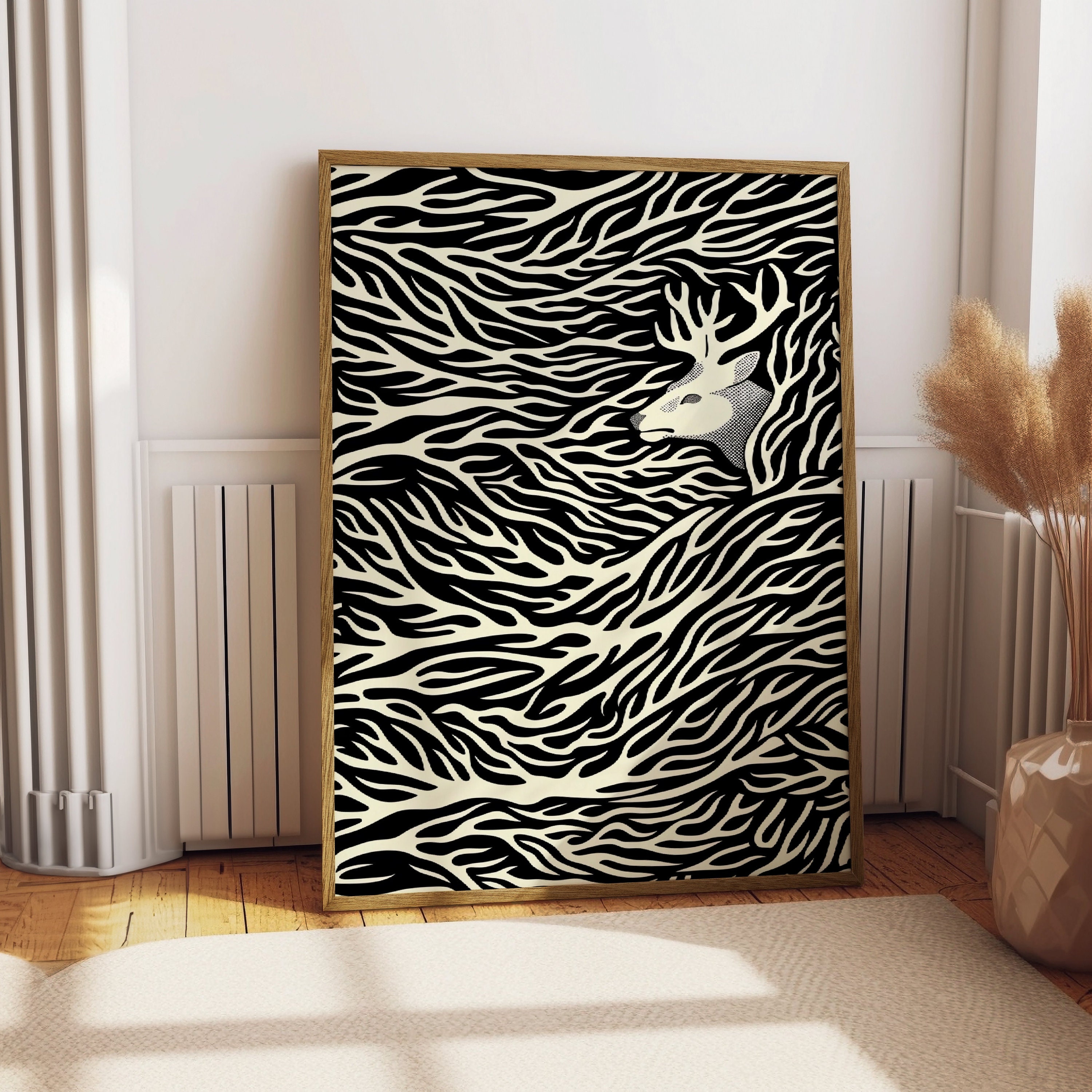 Deer Abstract Pattern Deer Abstract Art Print, Minimalist Geometric Pattern Poster - Etsy