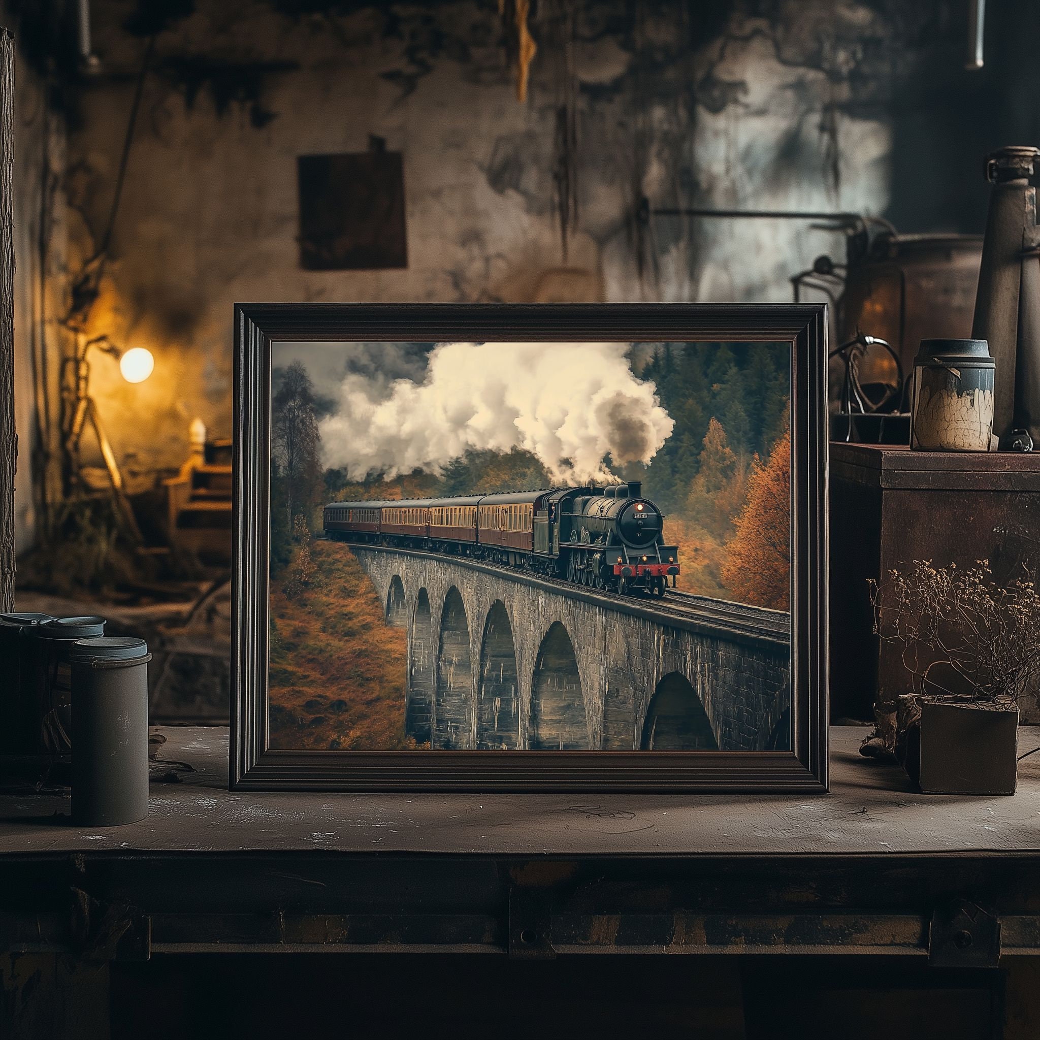 Vintage Old Train Print, Train Decor Art, Steam Train Decor, Train ...