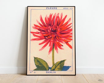 Fleurs Vintage Print, Floral Poster, Botanical Print, Large Wall Art,  Home Decor Botanical Print, Science Poster TNF - Living Room