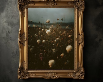Dark Academia Wildflower Print, sztuka ścienna w stylu vintage z motywem kwiatowym i botanicznym