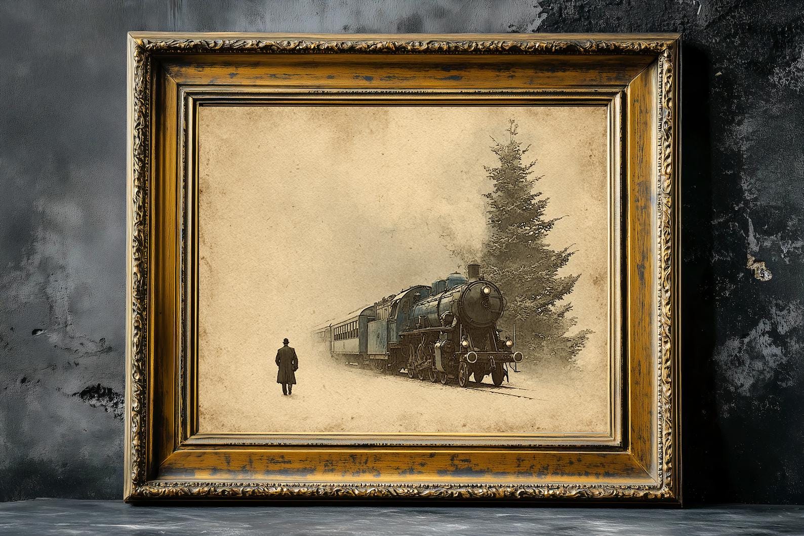 Vintage Steam Train Christmas Poster, Railroad Wall Art - Etsy