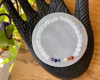 7 chakra bracelet - Selenite- chakra healing - crystal healing - gemstone bracelet - Canadian made
