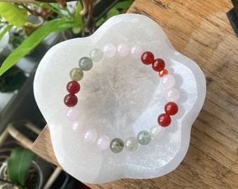 Phantom Quartz -  - Quartz protection bracelet - carnelian  - crystal healing bracelet - unisex - rose Quartz- Canadian bracelet