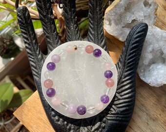 The ultimate Quartz bracelet - Amethyst bracelet  - rose Quartz crystal bracelet - strawberry Quartz bracelet - Quartz healing bracelet