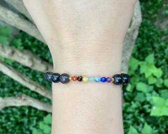 Seven chakra crystal bracelet - healing gemstone bracelet - crystal bracelet - Canadian made - 7 chakras