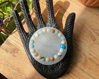 Amaoznite - blue mushroom bracelet - crystal healing - Canadian - gemstone  bracelet Canada