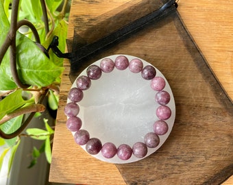 Crown chakra - Natural lepidolite - gemstone bracelet Canada  - purple gemstone chakra bracelet - crown bracelet - healing gemstone bracelet