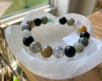 Phantom Quartz gemstone bracelet Quartz gemstone bracelet - phantom Quartz, clear Quartz - gift for women - crystal healing - Canadian made