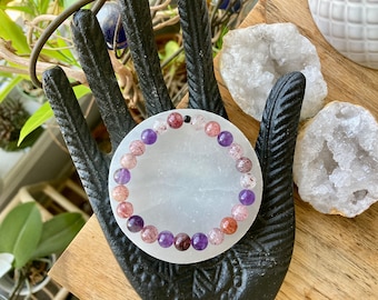 The ultimate Quartz bracelet - Amethyst bracelet  -- strawberry Quartz bracelet - Quartz healing bracelet - Canadian made bracelet