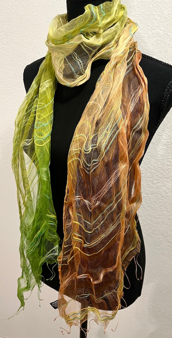 Vtg Natural Silk Fleurs Pastel Swirl Scarf